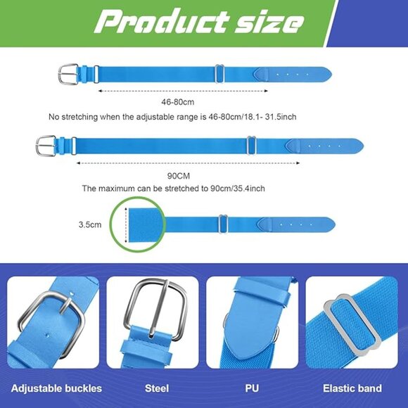 NEW Lot of 2x [Hercicy] Blue Baseball/Softball Uniform Adjustable Youth Belts - Picture 6 of 7